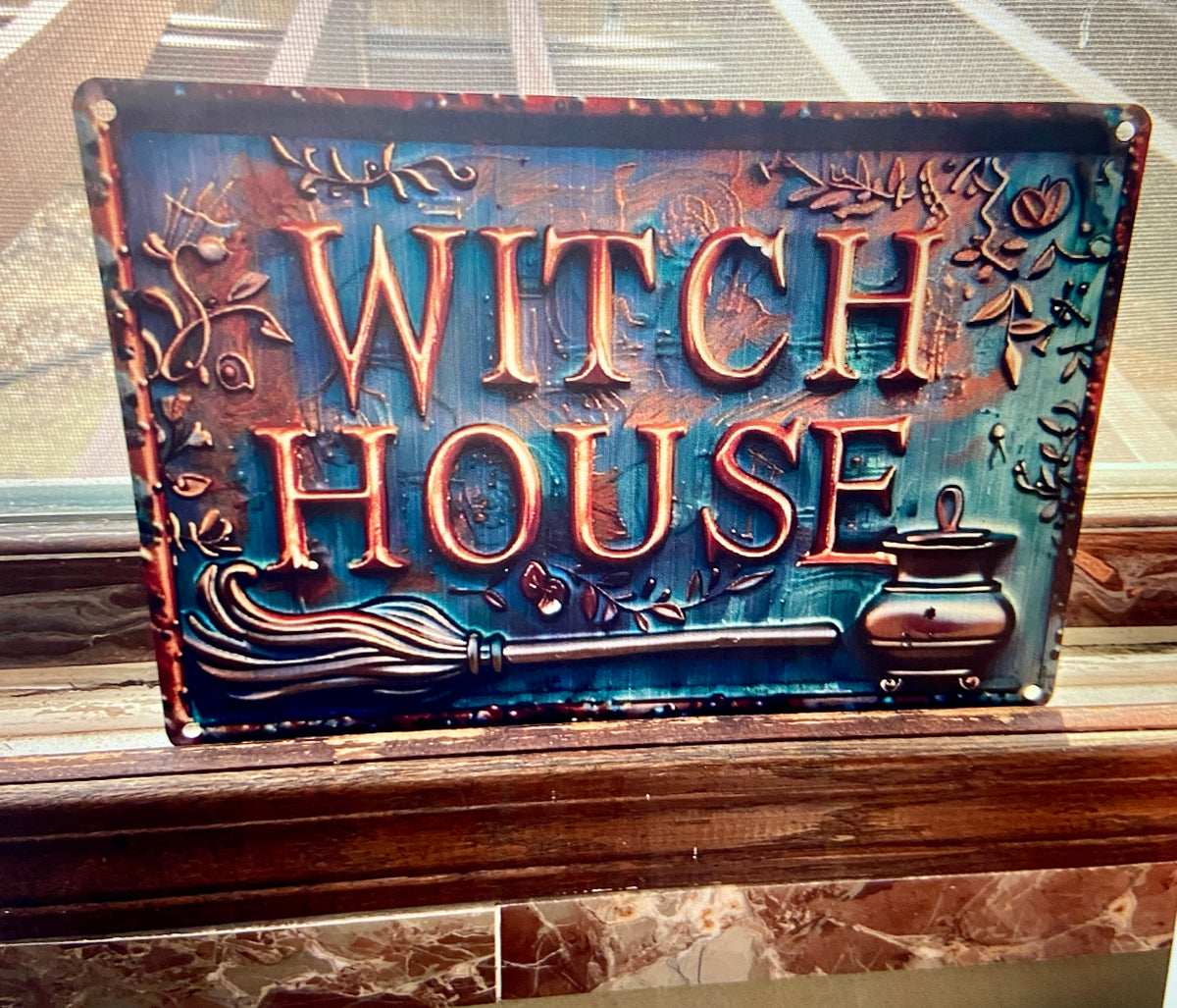 GOTHIC WITCHES HOUSE METAL PLAQUE