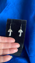 Dangling Silver Mushroom Earrings – Cottagecore Witch Jewelry