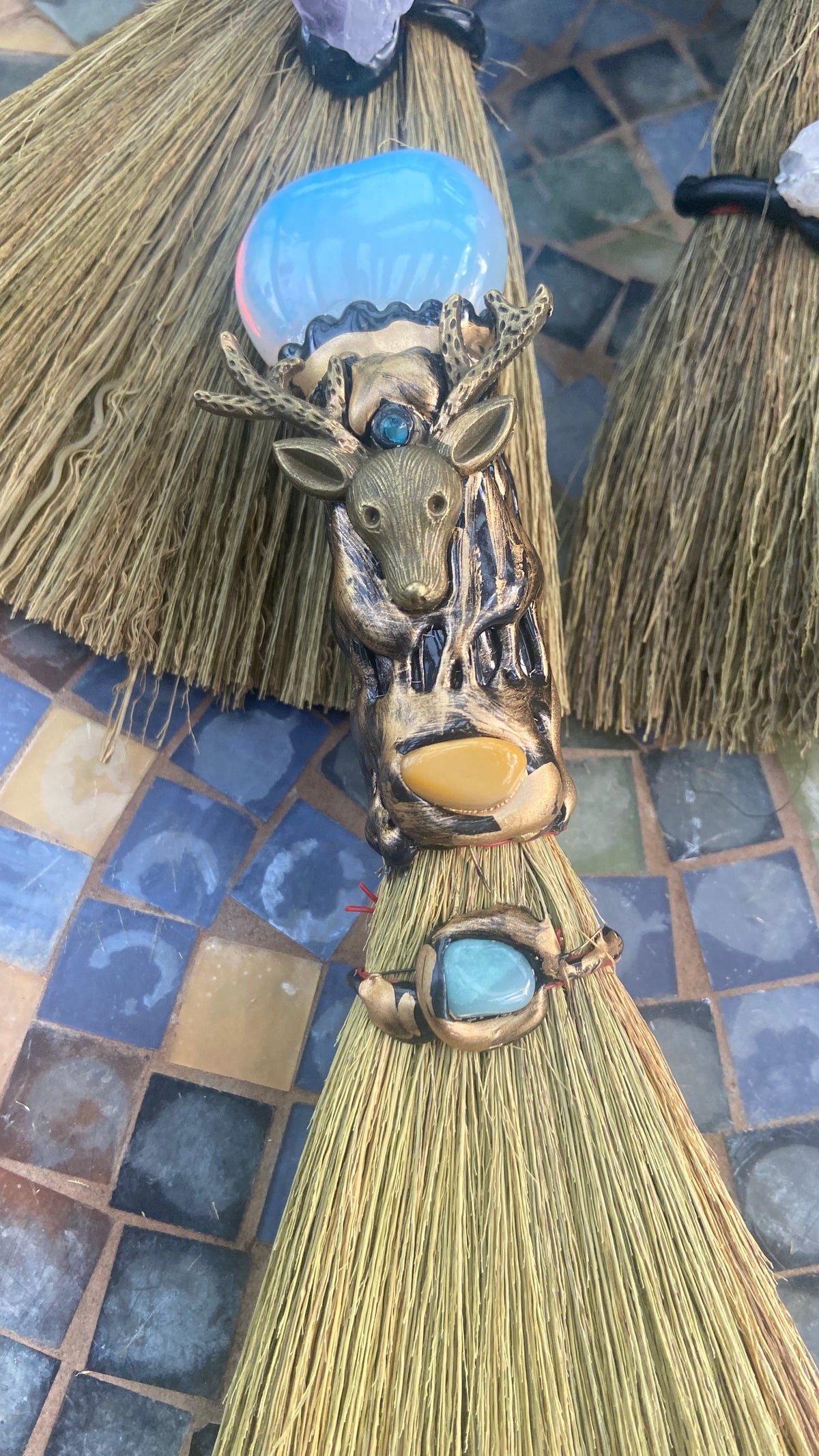 6" Willow Crystal Broom – Miniature Witch Altar & Cleansing Tool