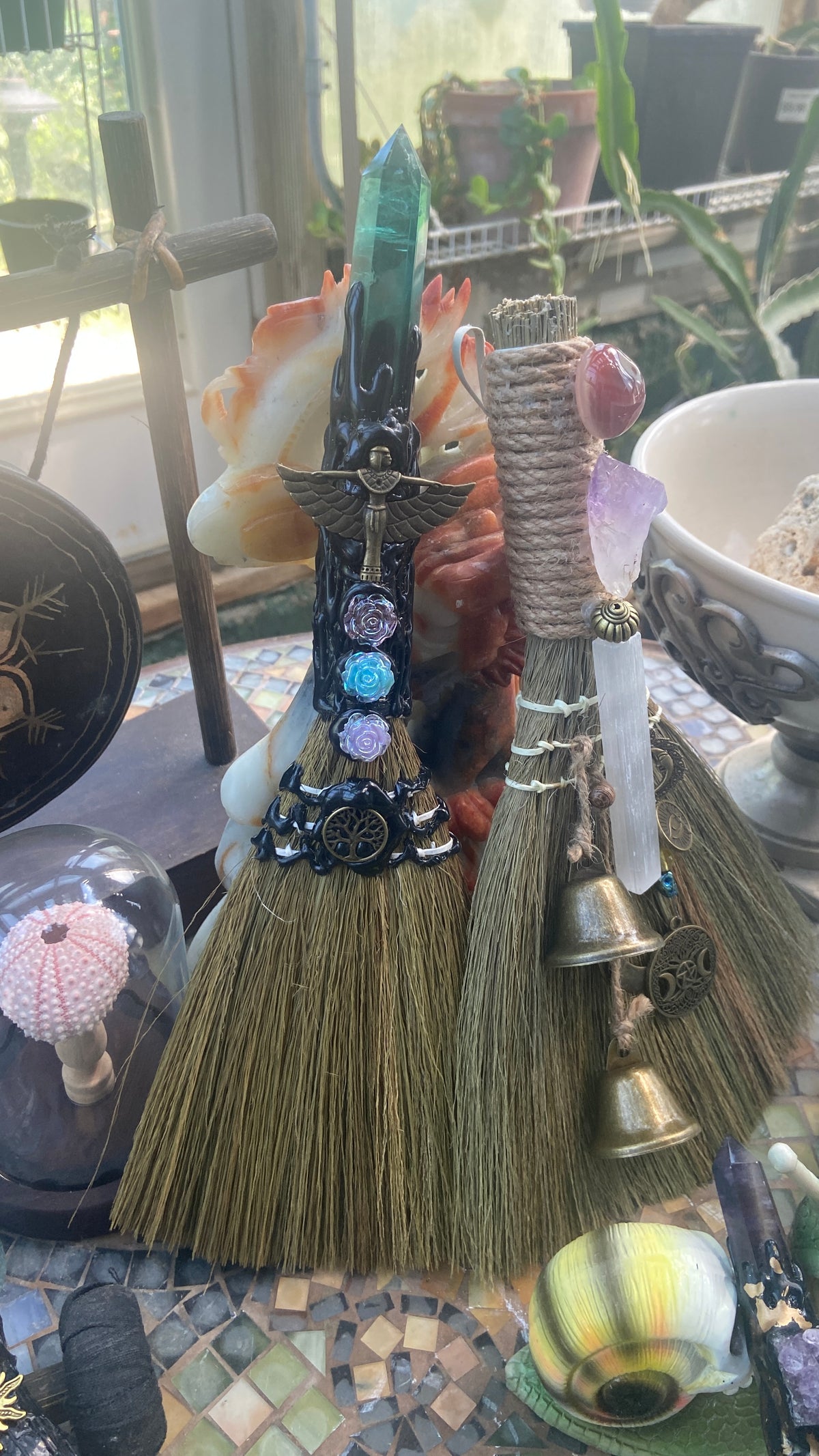 6" Willow Crystal Broom – Miniature Witch Altar & Cleansing Tool