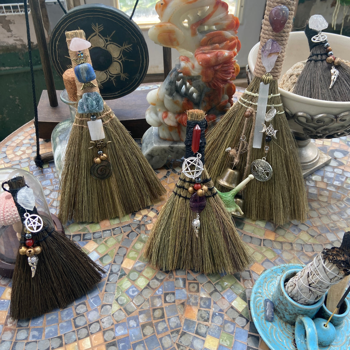 Powerful Crystal Brooms – Witch Altar & Energy Cleansing