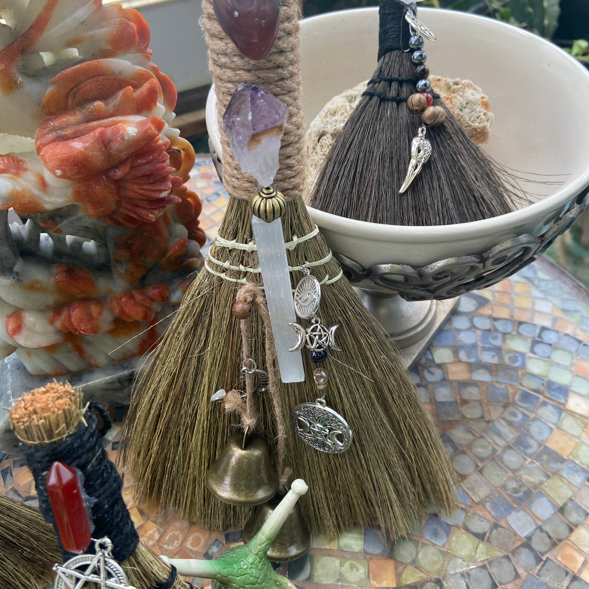 Powerful Crystal Brooms – Witch Altar & Energy Cleansing
