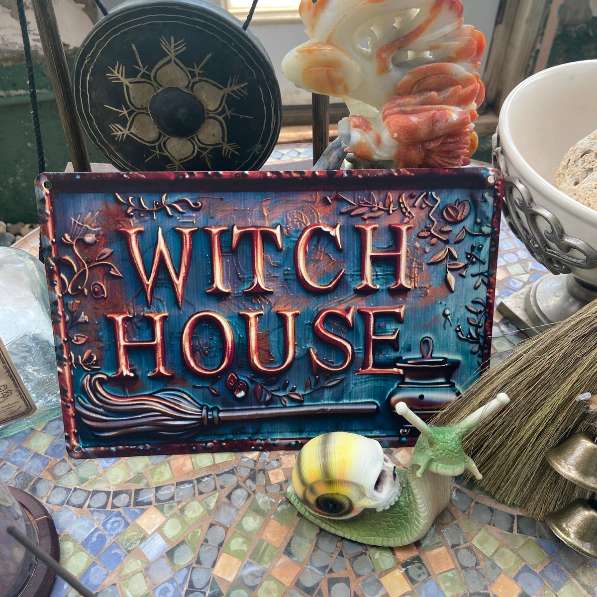 GOTHIC WITCHES HOUSE METAL PLAQUE