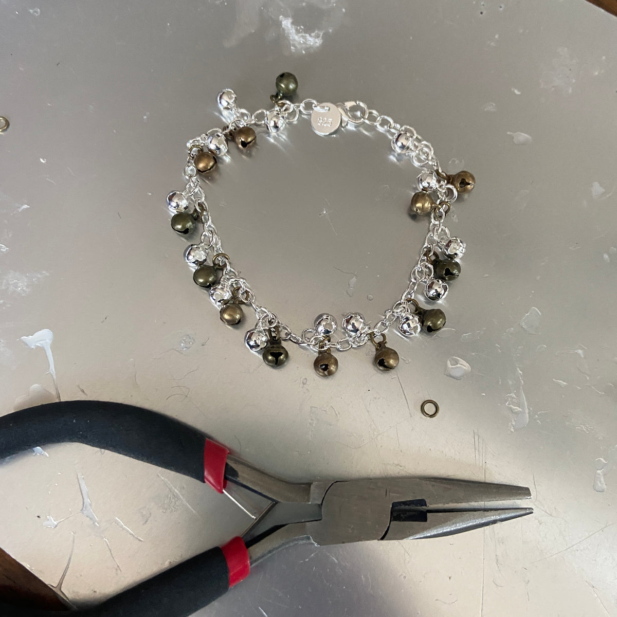 SILVER & BRONZE WITCHES BELLS MINI BELLS BRACELETS