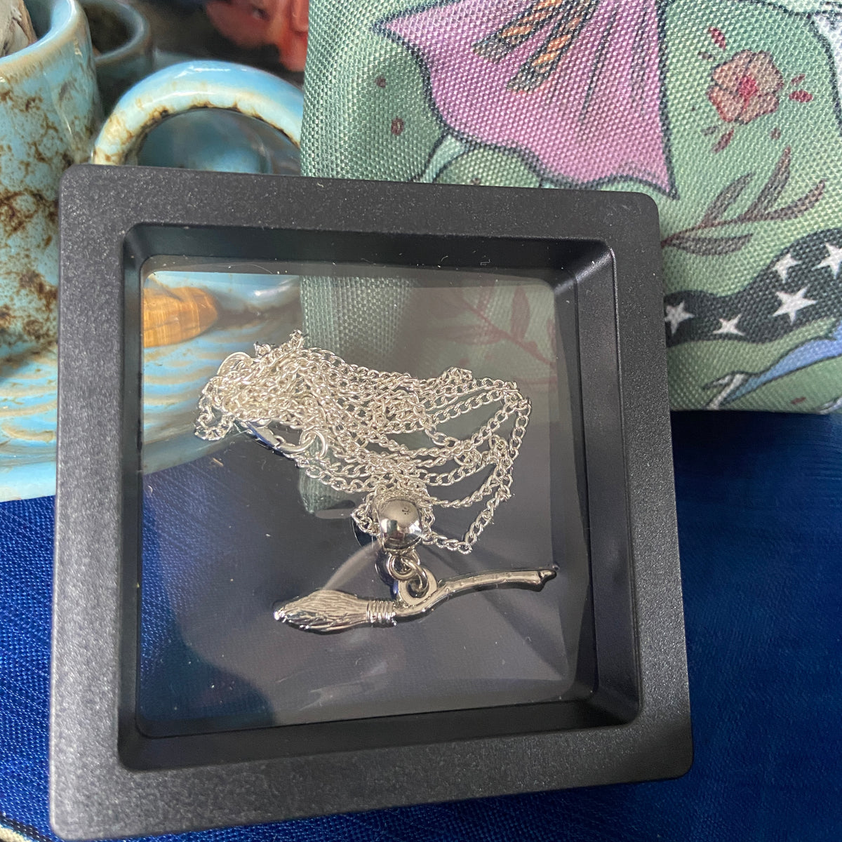 Elegant 925 Silver Witches Broom Pendant – Witch Jewelry Gift