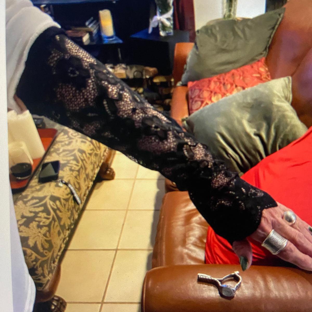 Gothic Black Stretch Lace Sleeves – Wrist to Elbow | Dark Elegance for Every Day