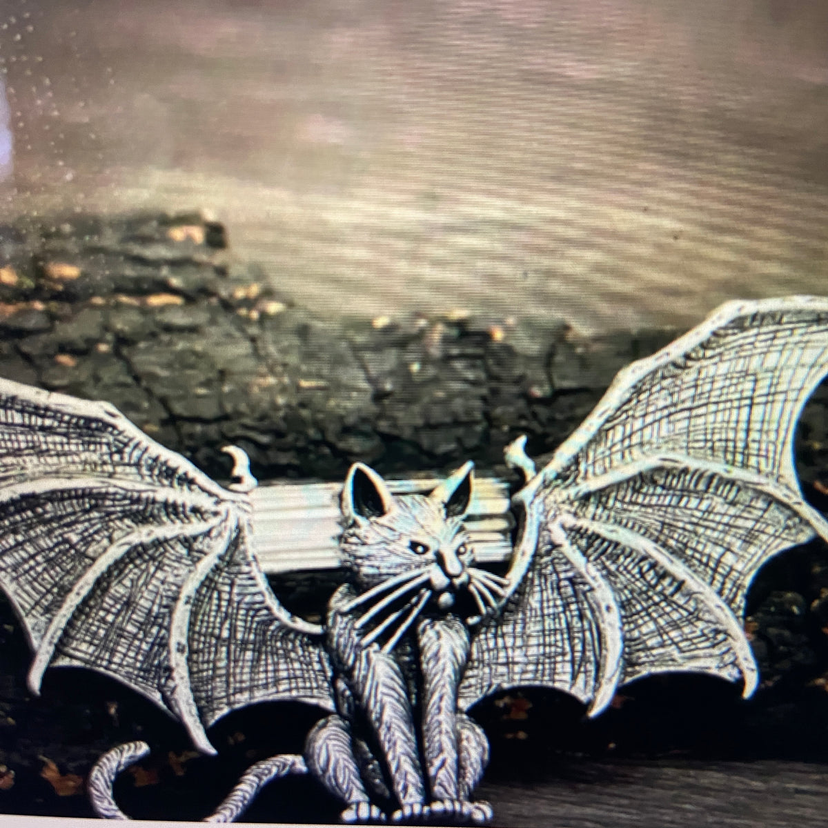 Winged Cat Barrette – Antiqued Silver Gothic Hair Clip | Dark Aesthetic
