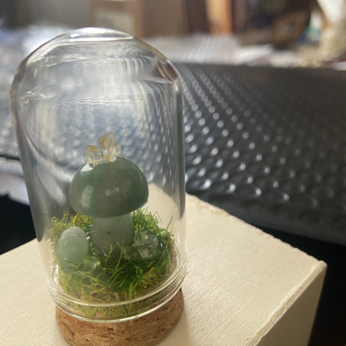 Miniature Jade Mushroom Cloche & Dome – Cottagecore Witch Decor | S.O.P.H.