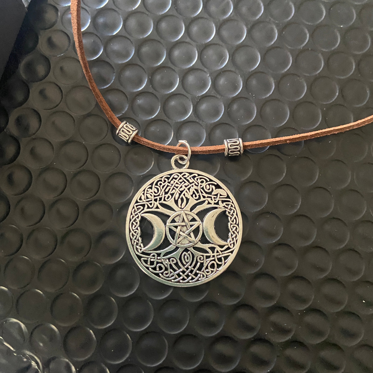 Mythological Tree of Life & Moon Signs Medallion Pendant