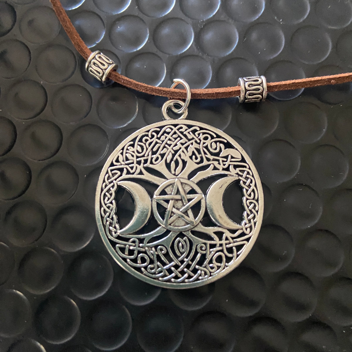 Mythological Tree of Life & Moon Signs Medallion Pendant