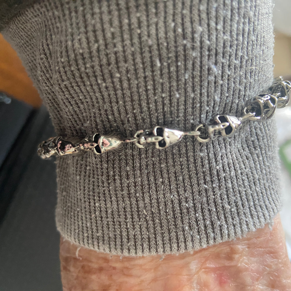 Metal Skulls Bracelet – Gothic Biker Statement Jewelry