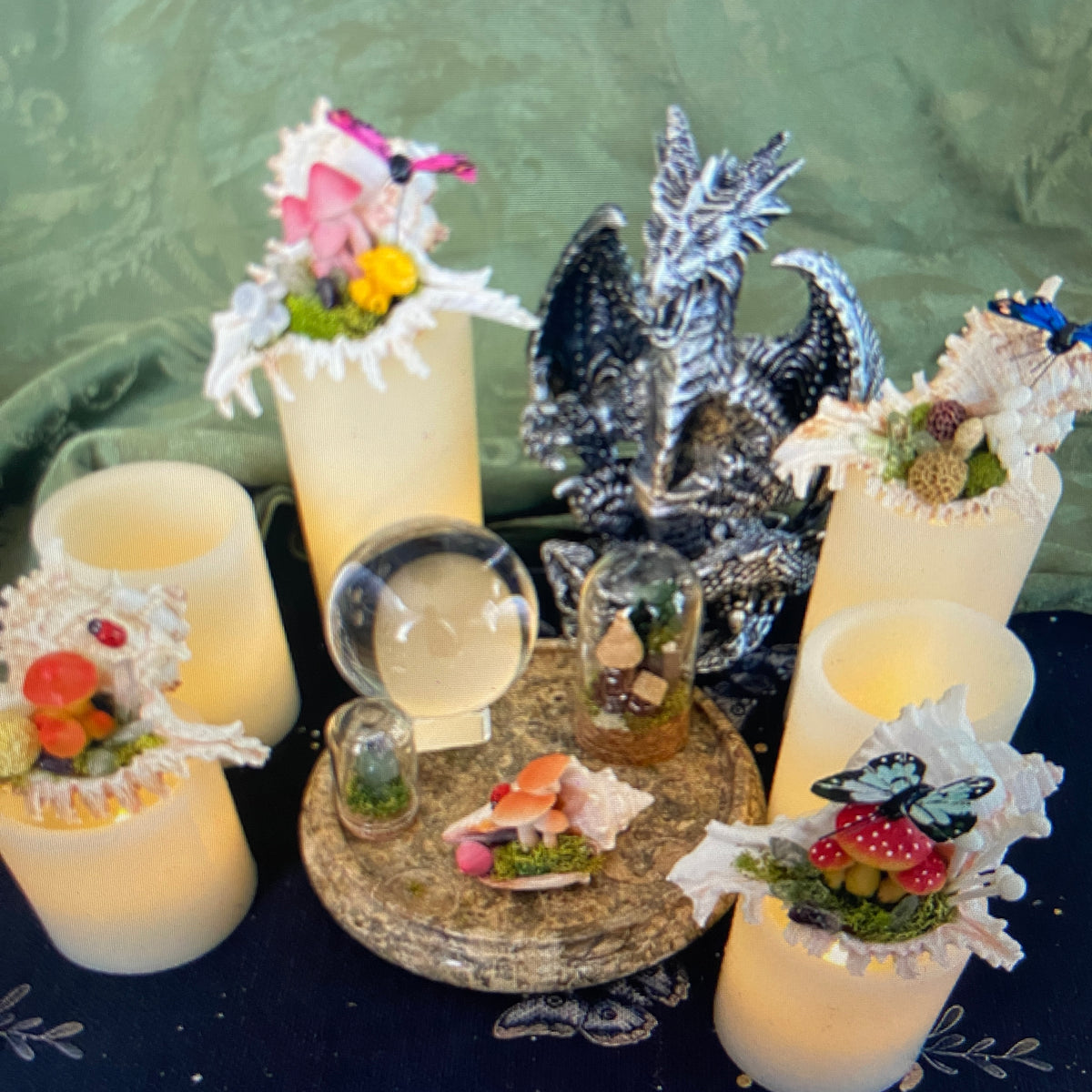 Conch Shell & Mushroom Art – Coastal Witch Home Decor