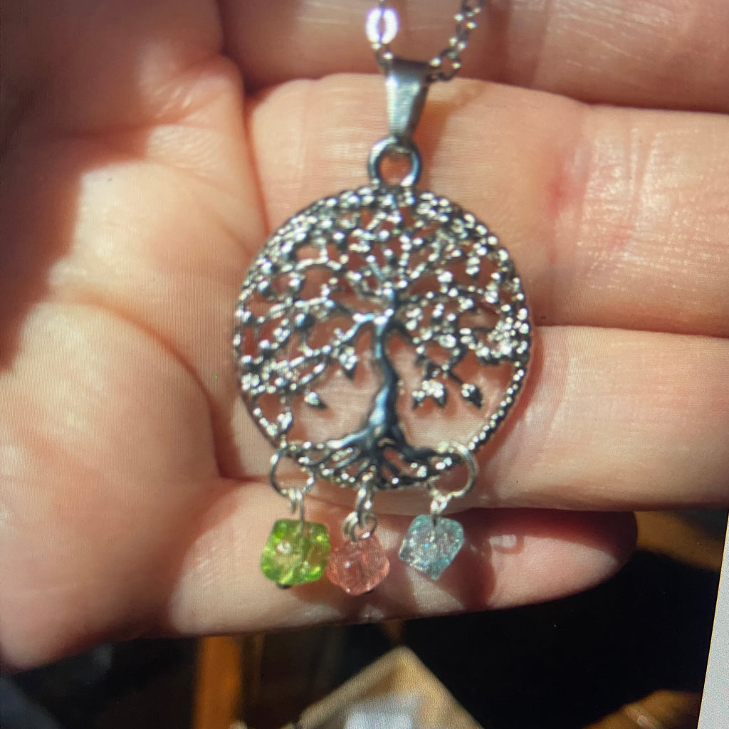 925 Silver Tree of Life Pendant with Crystals – Pagan Jewelry