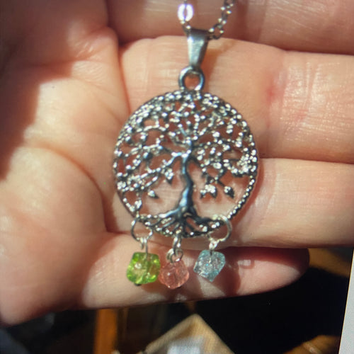 925 Silver Tree of Life Pendant with Crystals – Pagan Jewelry