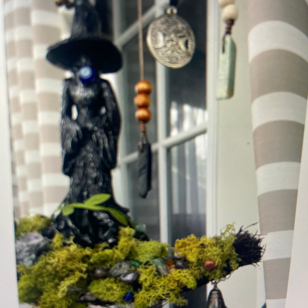 Witch's Crescent Moon Spell Wreath – Door & Wall Hanging