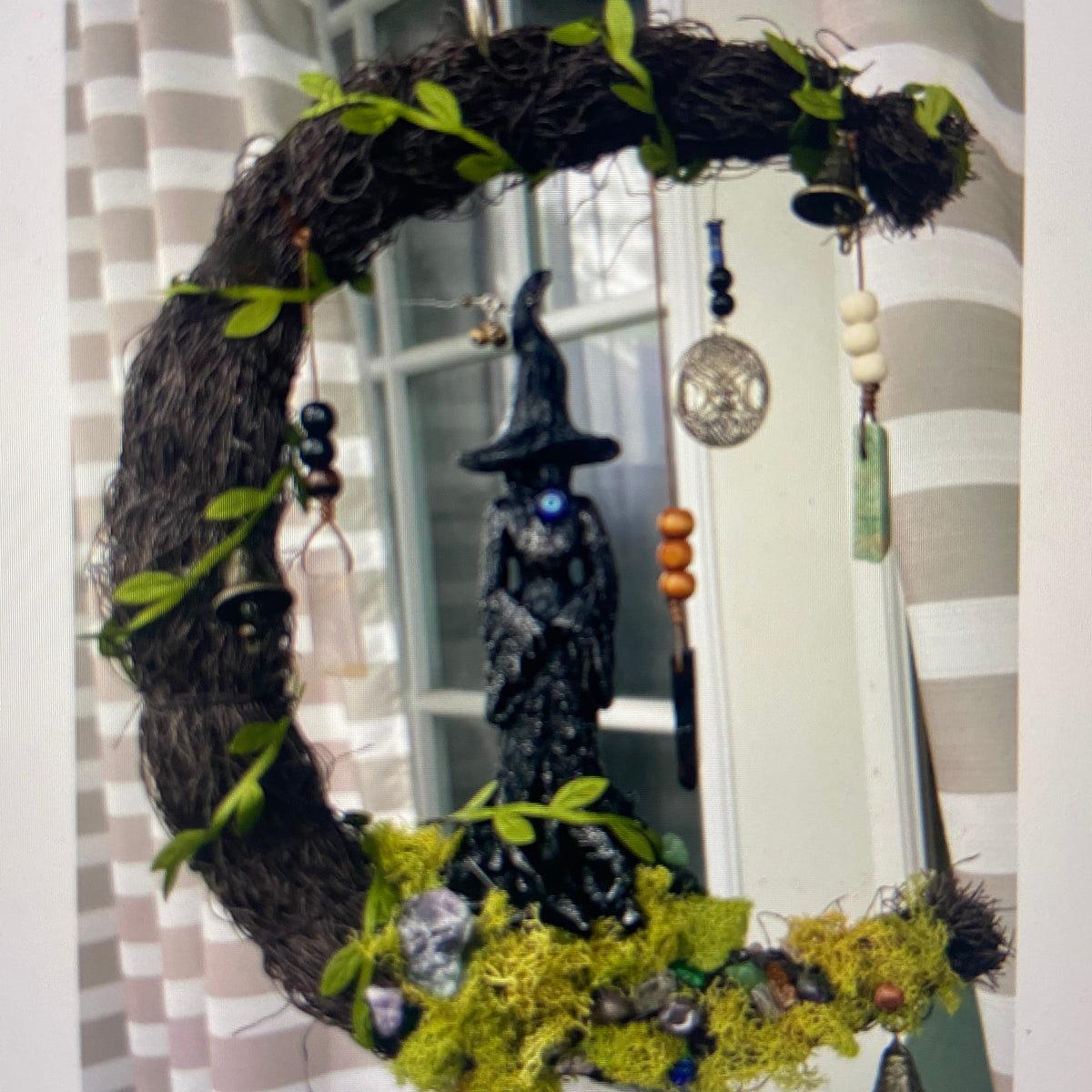 Witch's Crescent Moon Spell Wreath – Door & Wall Hanging