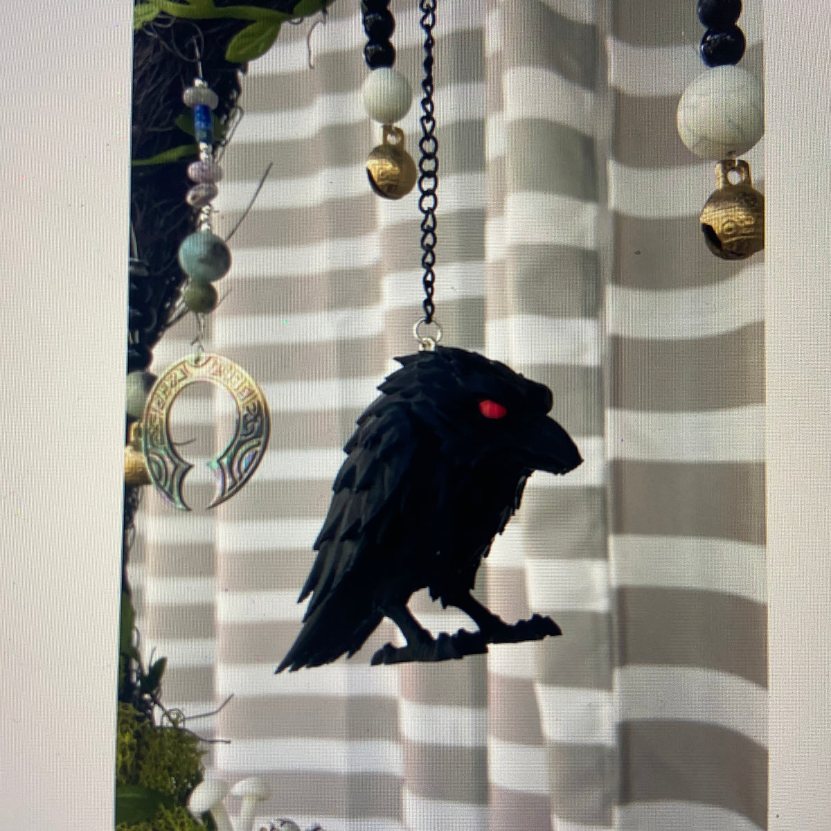 Sacred Crow Hanging Spell Wreath – Witchy Viking Wall & Door Decor