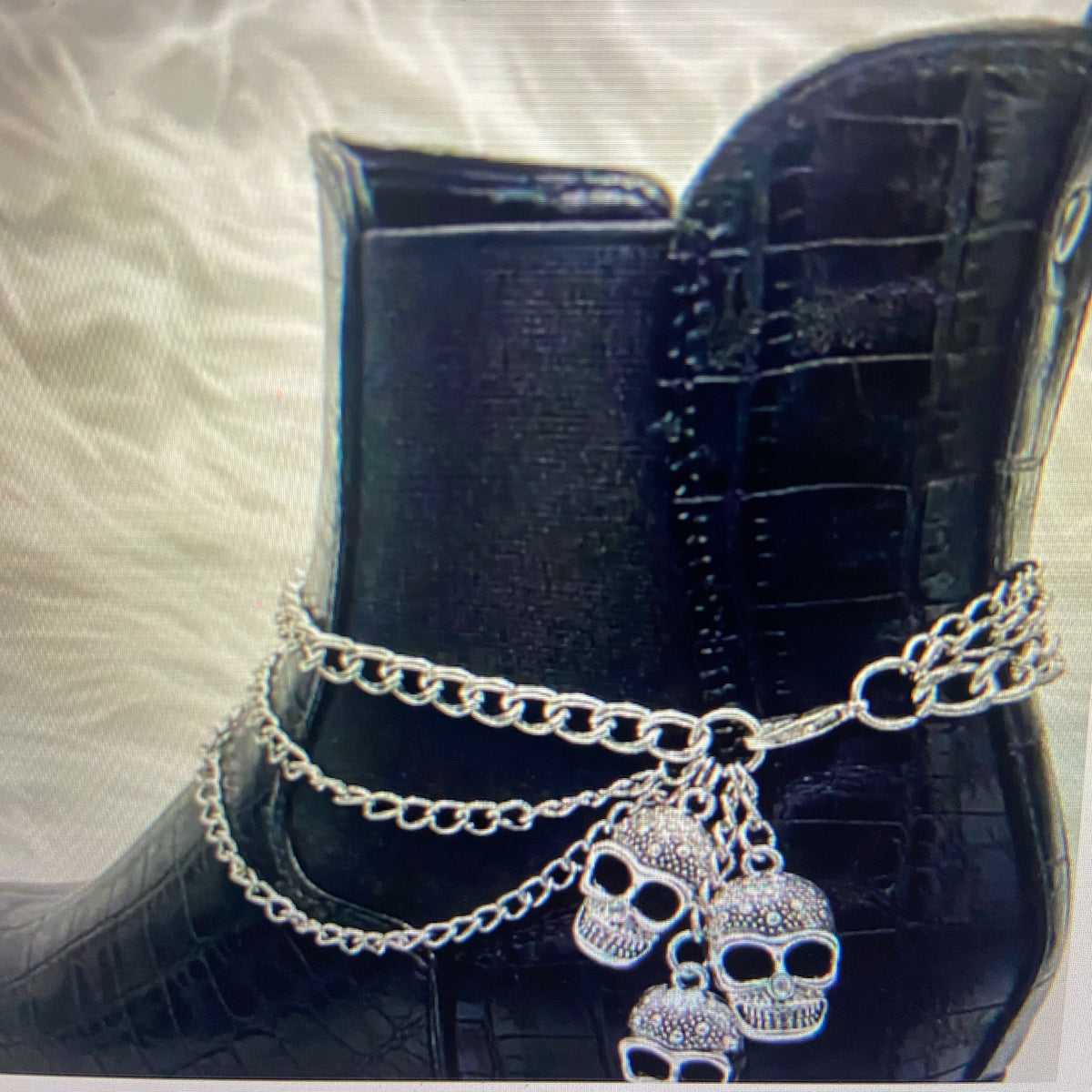 Skull Boot Jewelry – Gothic Boho Ankle Chain & Boot Bling