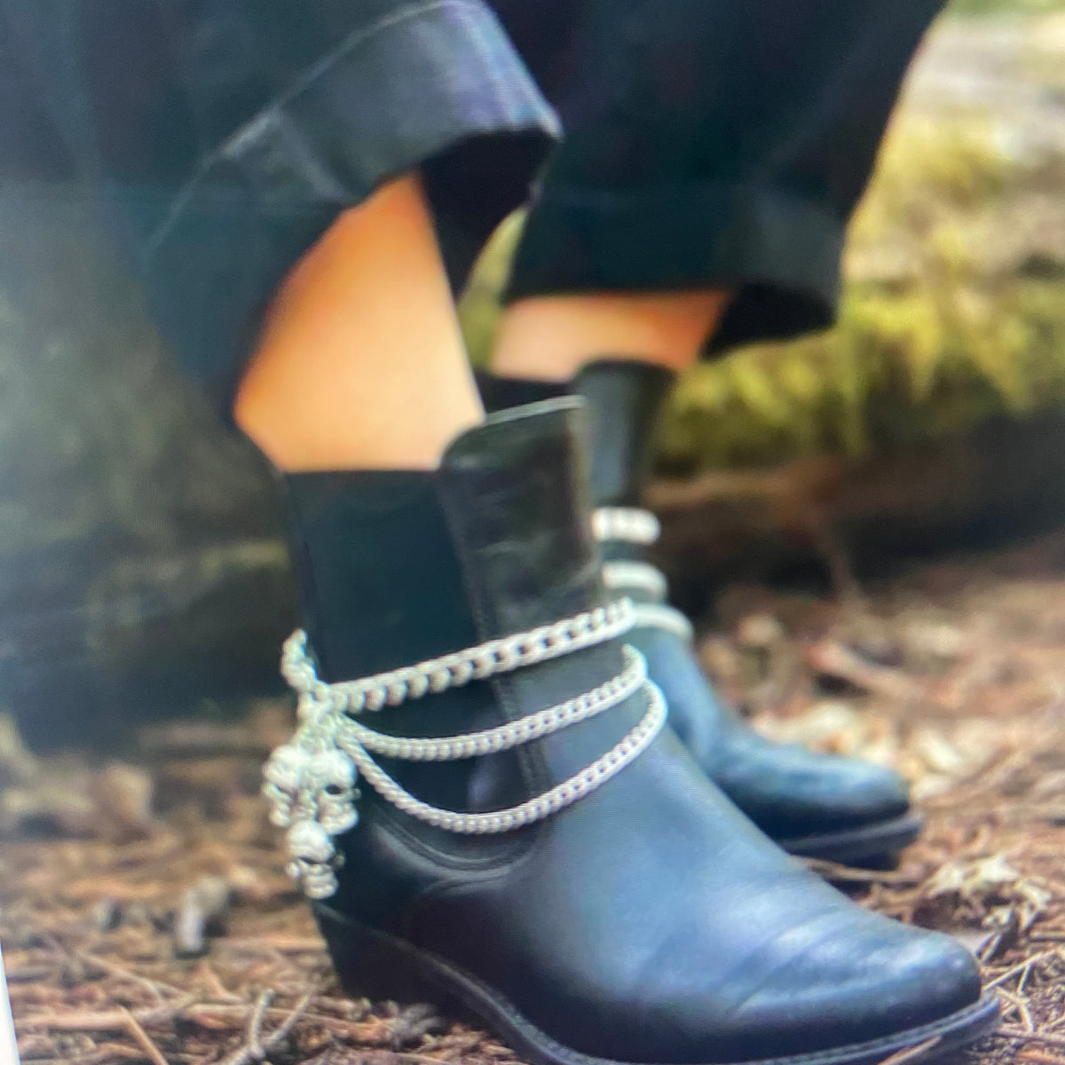 Skull Boot Jewelry – Gothic Boho Ankle Chain & Boot Bling