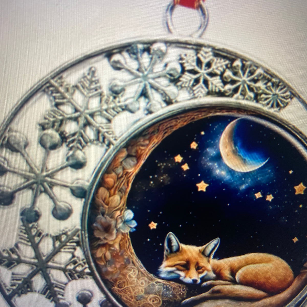 SLEEPING FOX & CRESCENT MOON ORNAMENT