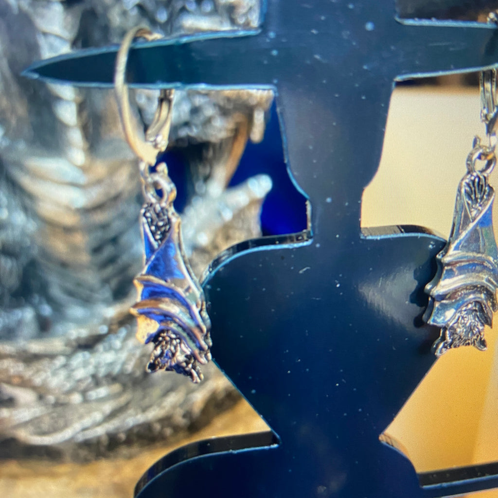 SLEEPING BAT DANGLING EARRINGS