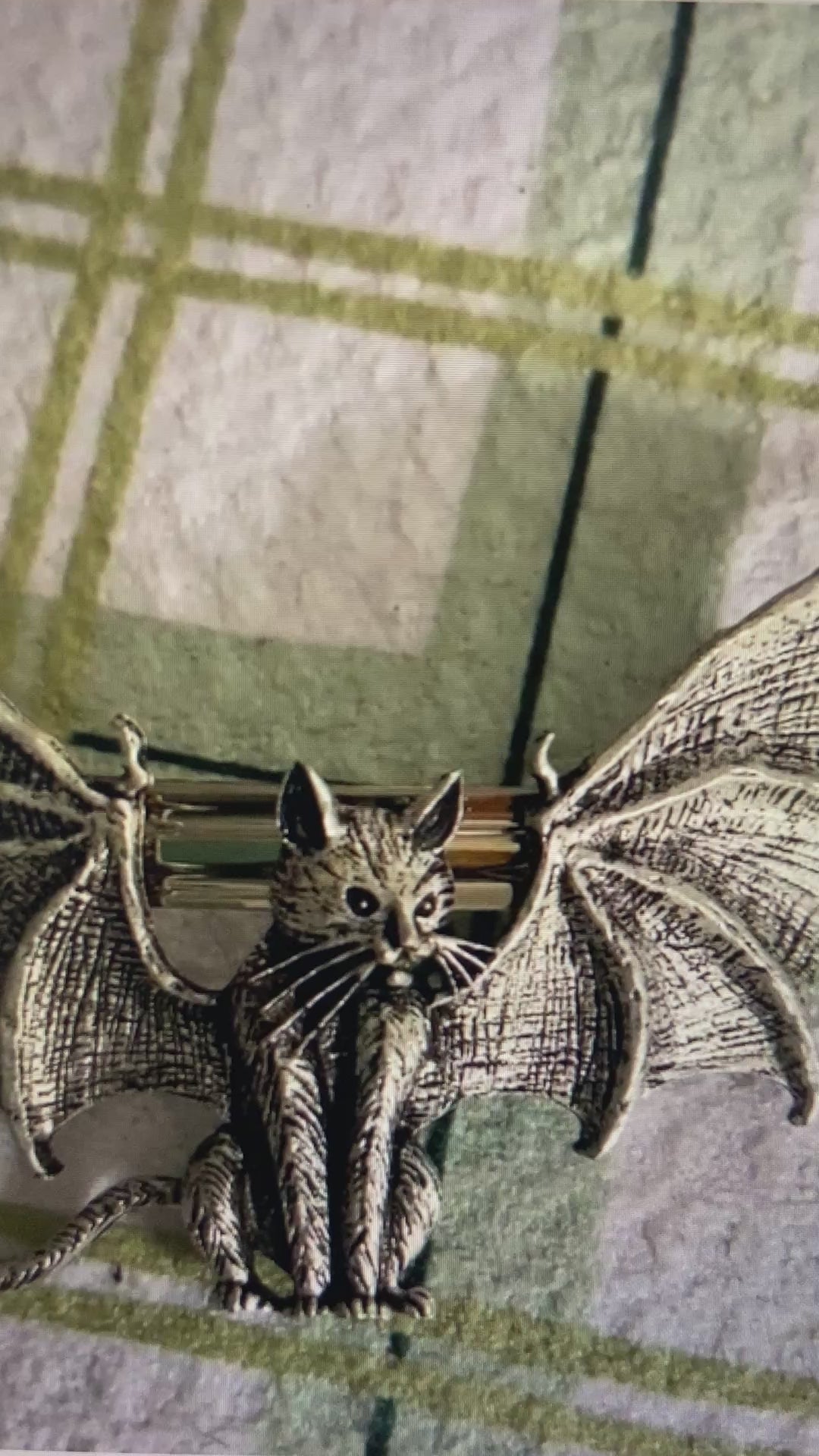 Winged Cat Barrette – Antiqued Silver Gothic Hair Clip | Dark Aesthetic