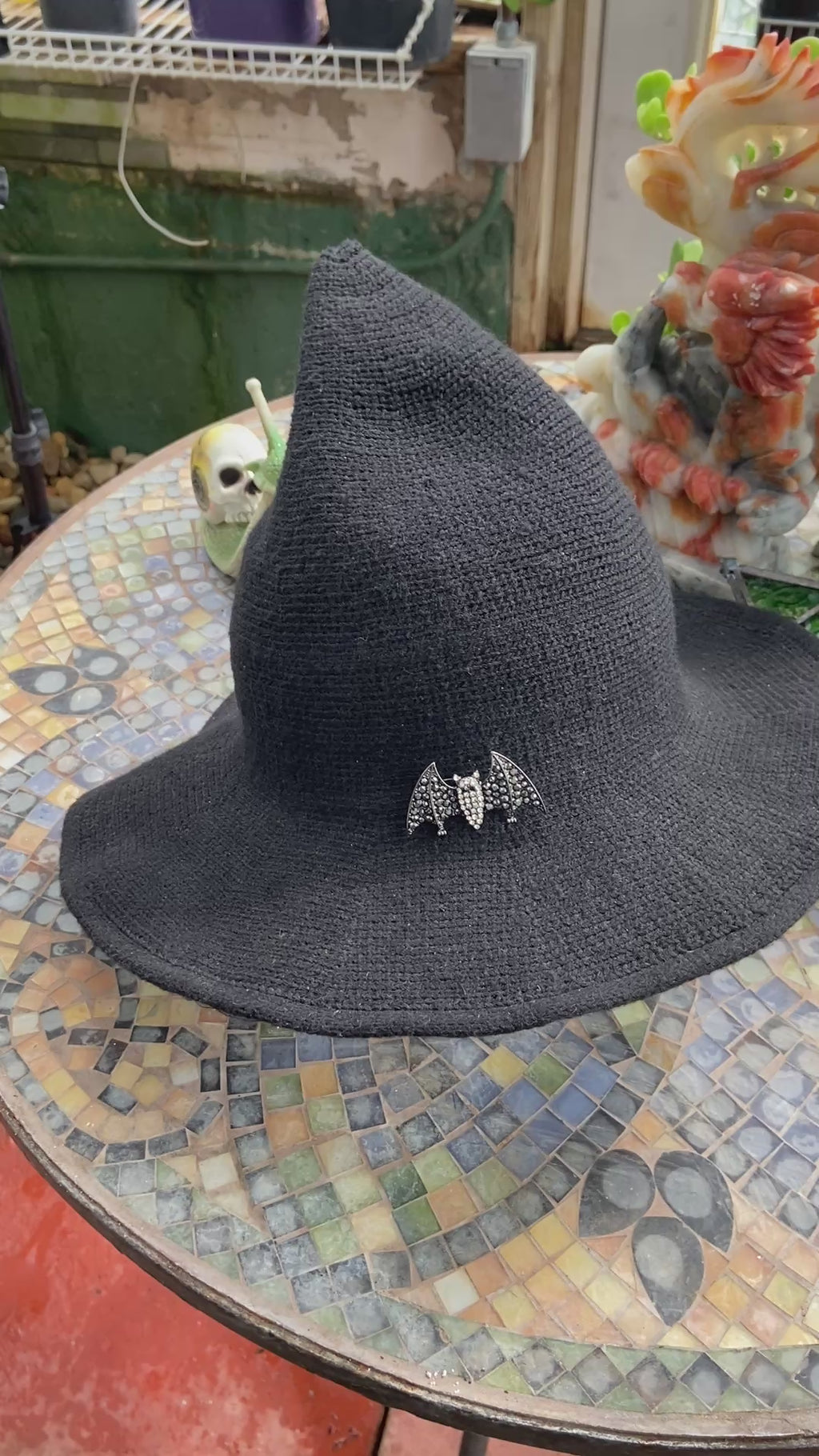 Witch's Bat & Hat Gift Set – Gothic Halloween Decor & Accessory
