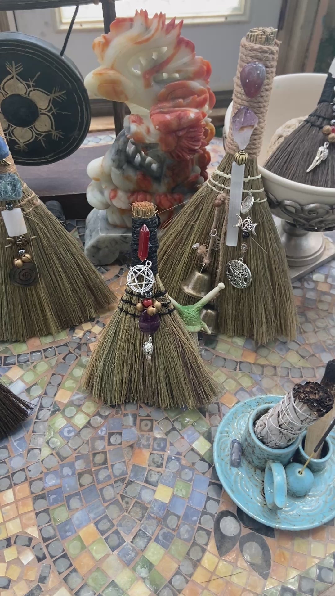 Powerful Crystal Brooms – Witch Altar & Energy Cleansing